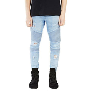 Men Jeans Runway Slim Racer Biker Jeans Fashion