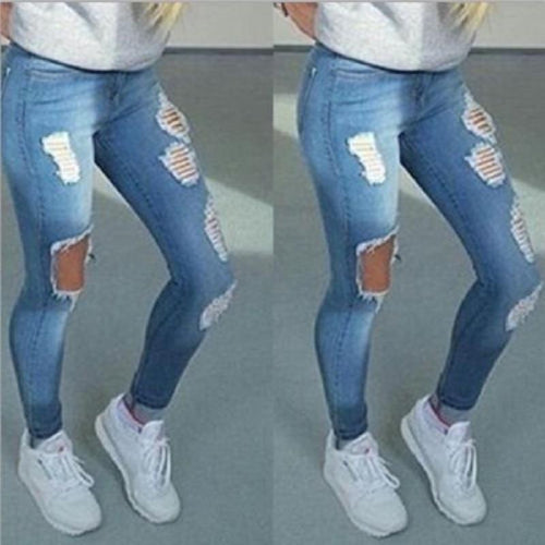 Boyfriend Hole Ripped Jeans Women Pants Cool Denim