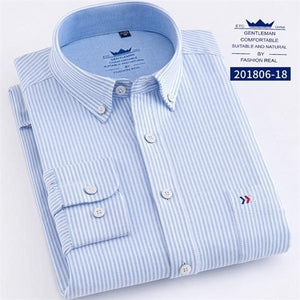 Men's Oxford 100% Cotton Fashion Stripe Casual Long Sleeve