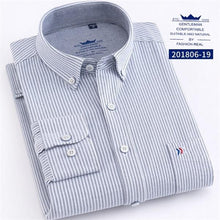 Load image into Gallery viewer, Men&#39;s Oxford 100% Cotton Fashion Stripe Casual Long Sleeve