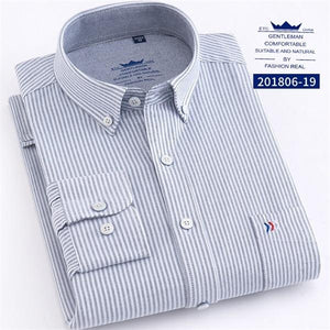 Men's Oxford 100% Cotton Fashion Stripe Casual Long Sleeve