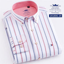 Load image into Gallery viewer, Men&#39;s Oxford 100% Cotton Fashion Stripe Casual Long Sleeve