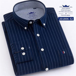 Men's Oxford 100% Cotton Fashion Stripe Casual Long Sleeve