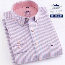 Load image into Gallery viewer, Men&#39;s Oxford 100% Cotton Fashion Stripe Casual Long Sleeve