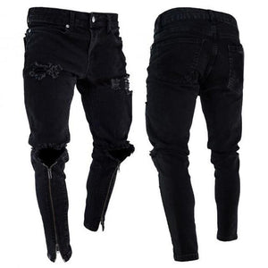 Men's Fashion Vintage Ripped Jeans Super Skinny Slim