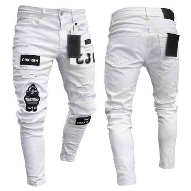 Men's Fashion Vintage Ripped Jeans Super Skinny Slim