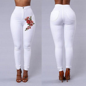 Solid Wash Skinny Jeans Woman High Waist