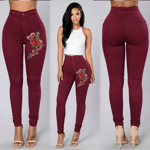 Solid Wash Skinny Jeans Woman High Waist