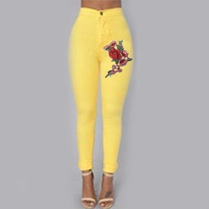 Solid Wash Skinny Jeans Woman High Waist