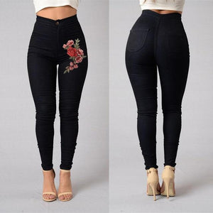 Solid Wash Skinny Jeans Woman High Waist