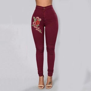 Solid Wash Skinny Jeans Woman High Waist