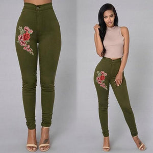 Solid Wash Skinny Jeans Woman High Waist