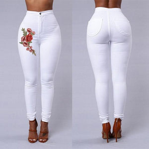 Solid Wash Skinny Jeans Woman High Waist