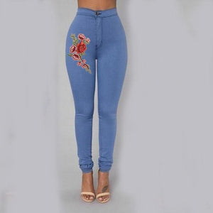 Solid Wash Skinny Jeans Woman High Waist