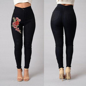 Solid Wash Skinny Jeans Woman High Waist