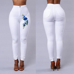 Solid Wash Skinny Jeans Woman High Waist