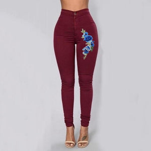 Solid Wash Skinny Jeans Woman High Waist