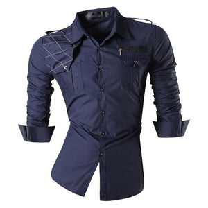 New Fashion Casual slim fit long-sleeved men's dress shirts