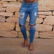 Load image into Gallery viewer, NEW Men Stretchy Ripped Skinny Biker Jeans