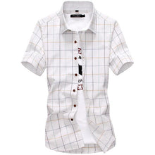 Load image into Gallery viewer, Plaid shirts Men New Fashion 100% Cotton Short Sleeved Summe