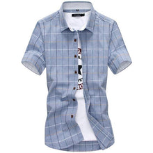 Load image into Gallery viewer, Plaid shirts Men New Fashion 100% Cotton Short Sleeved Summe