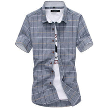 Load image into Gallery viewer, Plaid shirts Men New Fashion 100% Cotton Short Sleeved Summe