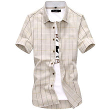 Load image into Gallery viewer, Plaid shirts Men New Fashion 100% Cotton Short Sleeved Summe