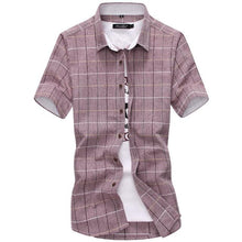 Load image into Gallery viewer, Plaid shirts Men New Fashion 100% Cotton Short Sleeved Summe