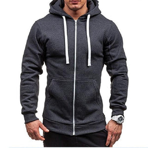 Spring Fall Male Cardigan Full Zip Hoodie Long Sleeve