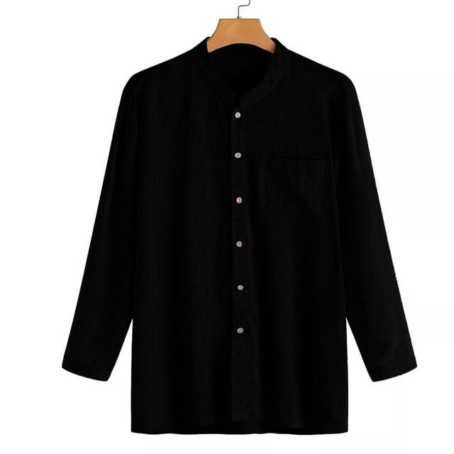 Cotton Linen Shirt Men Spring Autumn Features